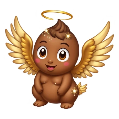 generate a poop with wings and sparkles sticker