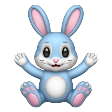 Emoji pour twitch d'une peluche lapin squelette noir faisant signe de la patte avec le texte:"Hi !" sticker