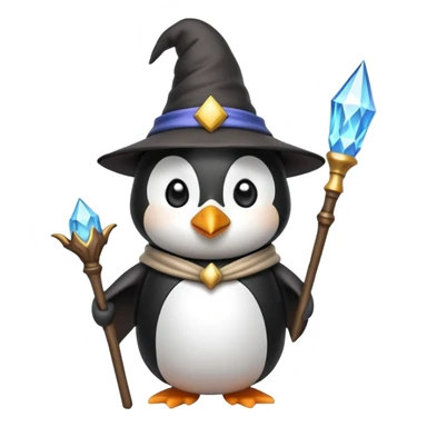 penguin wizard with a staff and wizard hat sticker