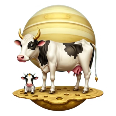 saturn planet with human feet with cow head sticker