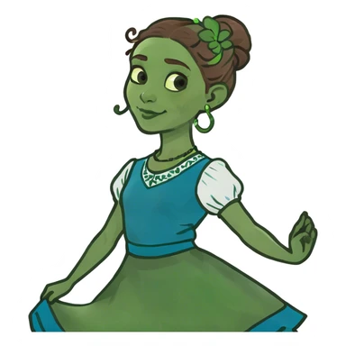 irish dancer blue dress brown bun  sticker