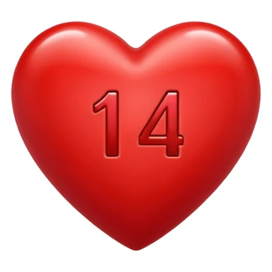 the number "14" in a red heart sticker