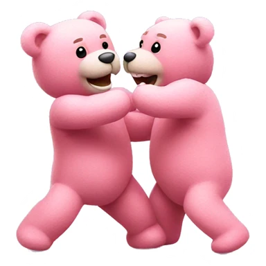 two pink teddy bears fighting sticker