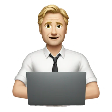 Gerard Deparye with a laptop works sticker