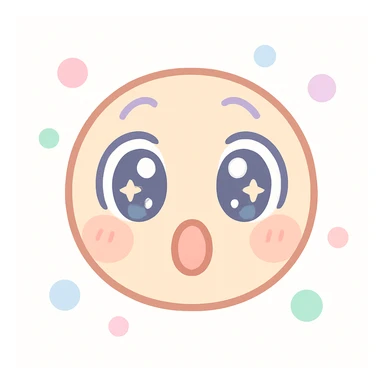 anime themed emoji, surprised face, wide open eyes, small mouth, energetic vibe sticker