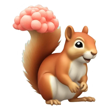 A round, pastel-toned squirrel with coral coloring sticker