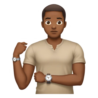 African American shrugging with watch on  sticker