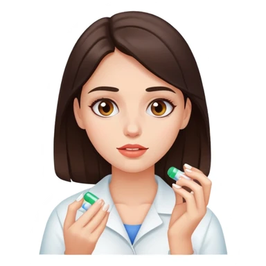 Beautiful brunette girl taking pills  sticker