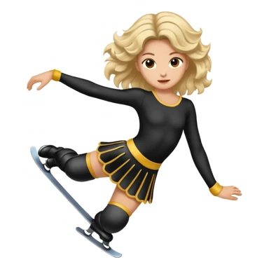 una patinadora con pelo negro largo y ondulado en las puntas con un mallot muy bonito patinando sticker