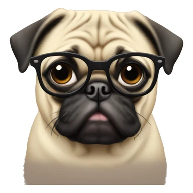 Pug with glasses sticker