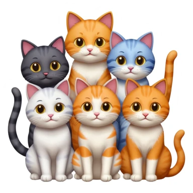 6 cats with different coloured coats sticker