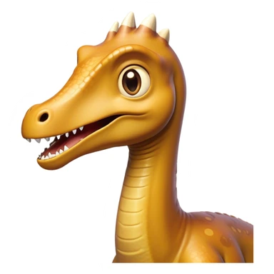 Cinematic Comical Brachiosaurus Portrait Emoji, Head tilted dramatically with an exaggeratedly surprised expression, featuring a tiny, animated head atop an impressively long neck, with wide, comically expressive eyes and a subtly quirky posture, Simplified yet humorously expressive features, highly detailed, glowing with a slightly sassy golden glow, high shine, dramatic yet playful, stylized with an air of cheeky prehistoric mischief, soft glowing outline, capturing the essence of a meme-worthy Brachiosaurus that looks ready to playfully leap its way into viral fame! sticker
