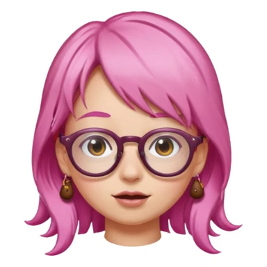 Chica con pelo rosa, gafas de forma de caca y una orquilla de caca sticker