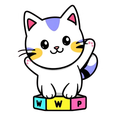 Make the text ‘whappen’ in a cool font with neon and a cat sticker