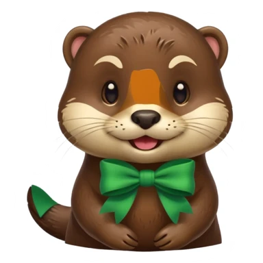 Otter with a green bow on the side sticker