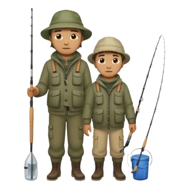 Father and son in fishing gear are cold full body sticker