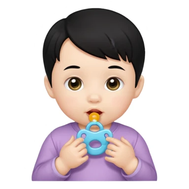 a black hair baby with pacifier sticker