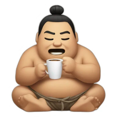 sumo wrestler with coffee sticker