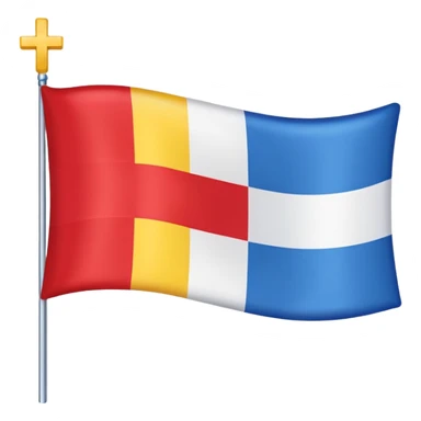 create a flag where the layout is like georgian one big cross for corner. the big cross i want is yellow and top right blue too left red bottom right red bottom left blue a big cross in the middle but iinside the flag not some other. just create georgian flag but the collors as i sayd sticker