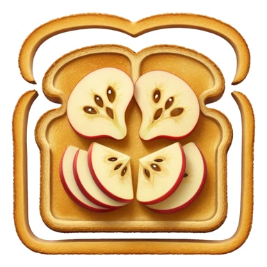 toast with thick apple slices on top, simple shading, emoji style, no text sticker