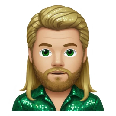 Ryan Dunn from Jackass with long dark blonde hair, dark green sequin outfit sticker
