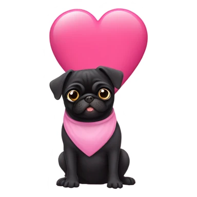 Black pug in a pink heart sticker