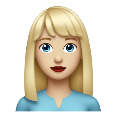 blonde girl with bangs blue eyes and red lips sticker