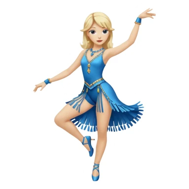 blue jazz style dance costume with tassels on blonde full body sticker