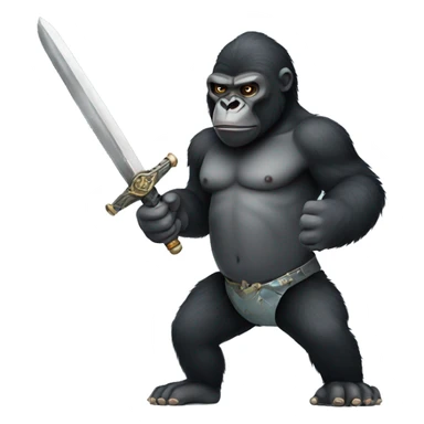 Gorilla holding a sword sticker