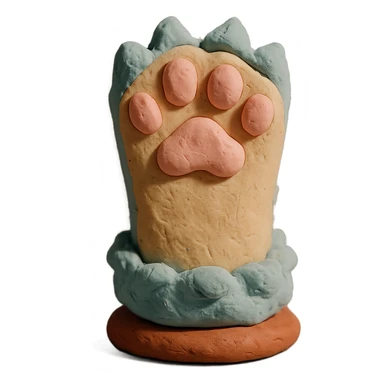 fluffy cat paw, visible fingerprints, pastel colors sticker