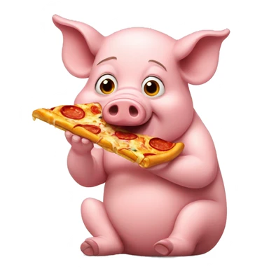 pig eating pizza  sticker