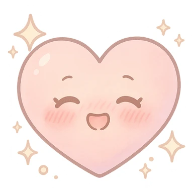 anime heart with sparkles, blushing, kawaii expression, soft pastel colors sticker