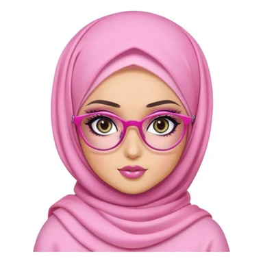 hijabi, pink glasses, pretty eyes, pretty makeup, pretty bratz baddie sticker