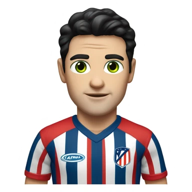 White man with green eyes and black hair Altético de madrid shirt sticker