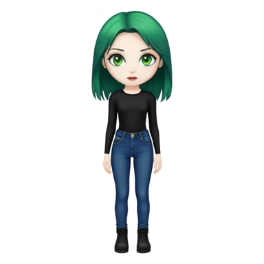 green eyed goth girl in bodysuit and jeans sticker