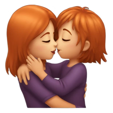 orang cat kissing girl sticker
