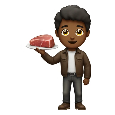 boy with a steak in his hand sticker