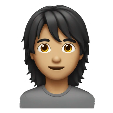 black Long hair boy sticker