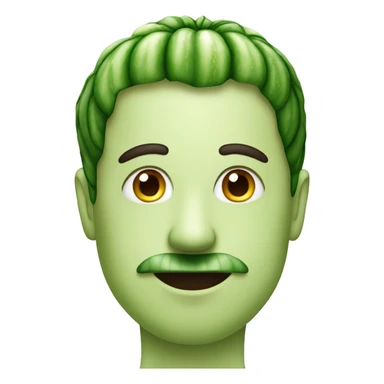 a man with a cucumber on his nose sticker