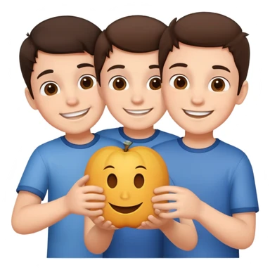 Three young brunette brothers playing together  sticker