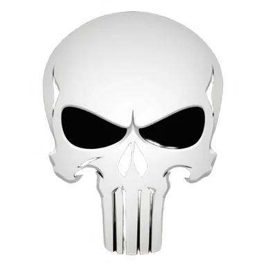 Punisher skull logo, white skull on black background sticker