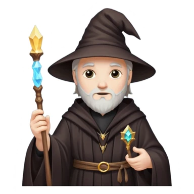 Wizard in dark robe holding magic wand sticker