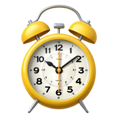 Generate a high-quality image of a generic yellow alarm clock with twin bells on top, classic shape, realistic color and shading, smooth gradient colors, no facial features, no brand marking


 sticker