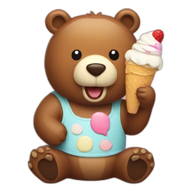 bear eating an ice cream sticker