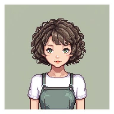 cute girl with short permed hairstyle, bob cut with curls sticker