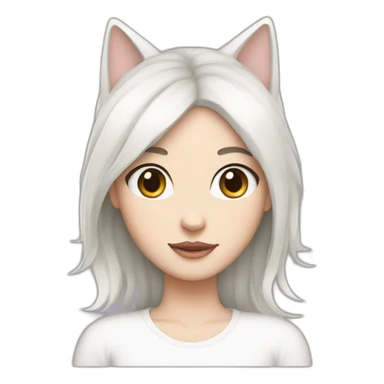 Black hair white girl with white cat on head sticker