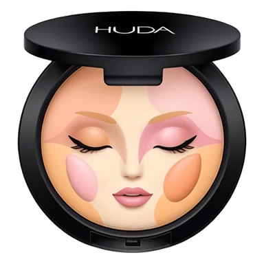Clean, aesthetic emoji of Huda Beauty loose powder, soft glam vibe, pastel tones, makeup icon style, high quality. sticker