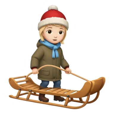 child pulling sled sticker