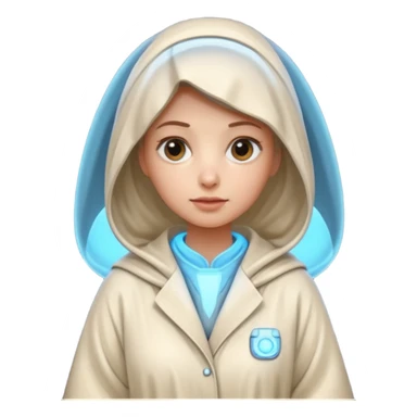 an AI agent, futuristic, digital, glowing, frumpy, housecoat sticker