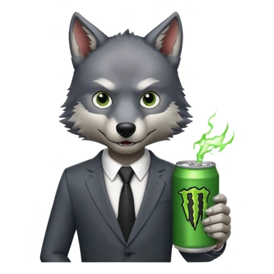 wolf in business suit, holding a monster energy can  sticker